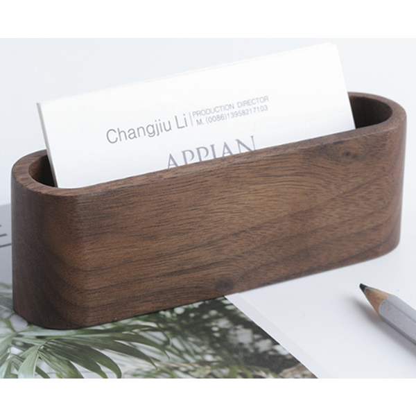 Black Walnut Business Card Case Oval Holder Storage Box Business Card Holders