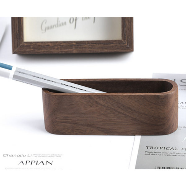 Black Walnut Business Card Case Oval Holder Storage Box Business Card Holders