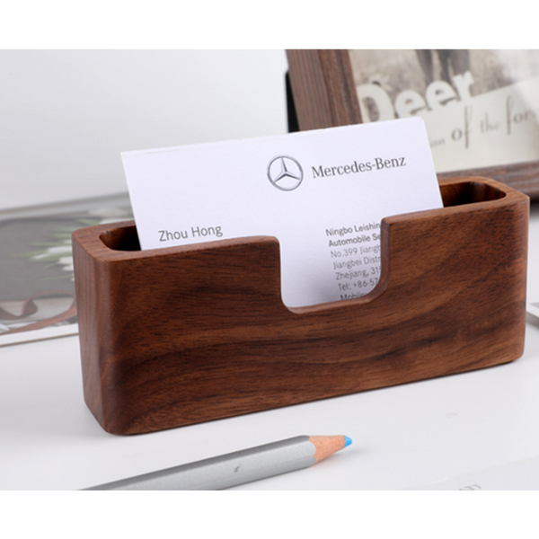 Black Walnut Solid Wood Business Card Case Office Desktop Holder Business Card Holders