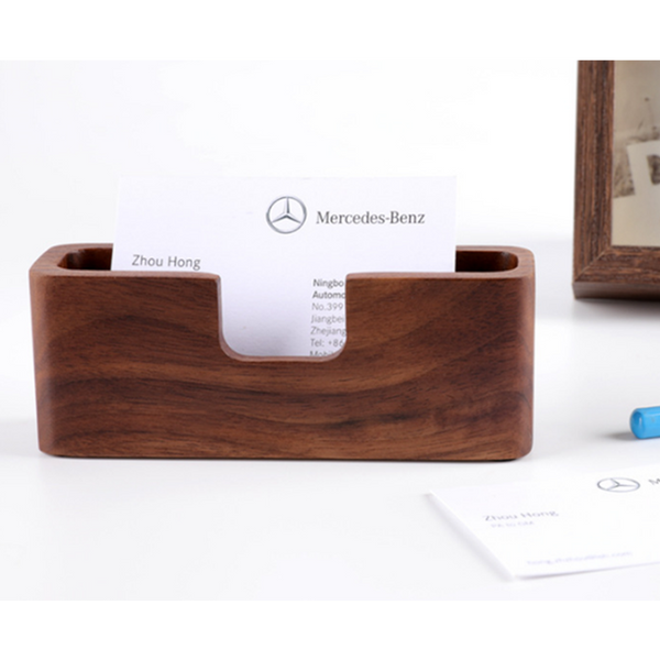 Black Walnut Solid Wood Business Card Case Office Desktop Holder Business Card Holders