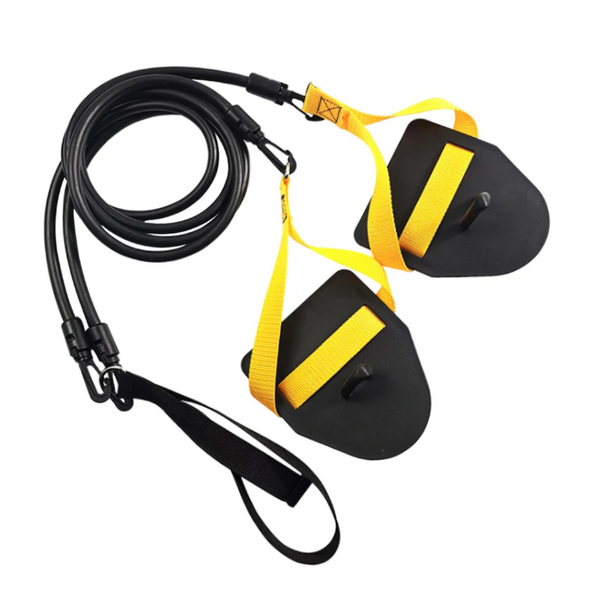 Black Yellow Flippers [Training Stroke] [60Lbs] Swim Resistance Band Trainer Dry Land Arm Strength & Exercise Cords Resistance Trainers