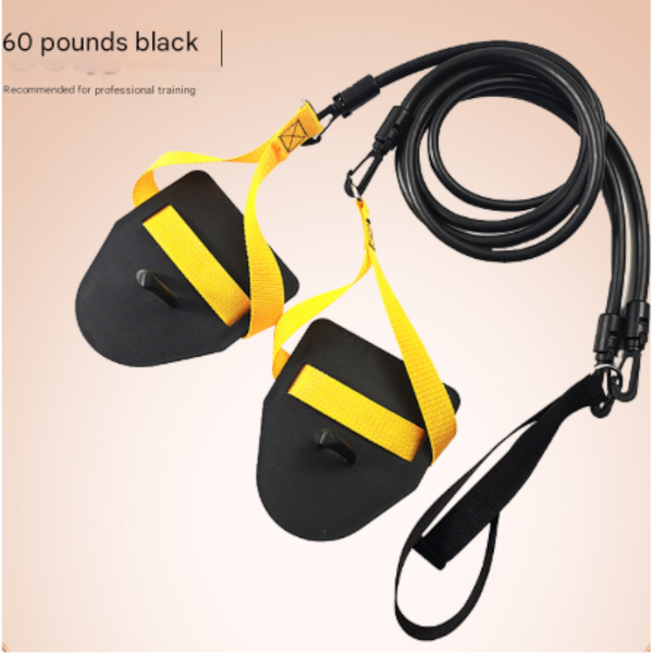 Black Yellow Flippers [Training Stroke] [60Lbs] Swim Resistance Band Trainer Dry Land Arm Strength & Exercise Cords Resistance Trainers