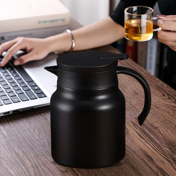 Black 316 Stainless Steel Stewing Tea Kettle With Wooden Handle Insulated And Coffee Infuser For Home Office Kettles