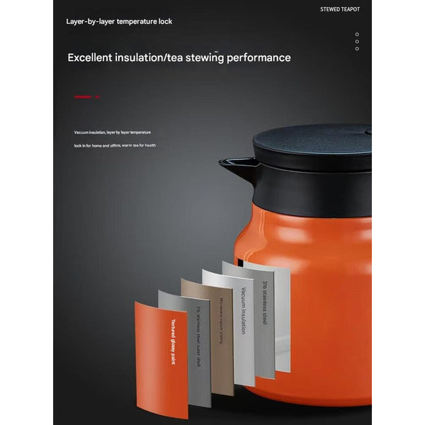 Black 316 Stainless Steel Stewing Tea Kettle With Wooden Handle Insulated And Coffee Infuser For Home Office Kettles