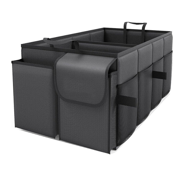 Elosung Black 46L Car Organiser Storage Box With Multiple Compartments And Pockets Car Organisers