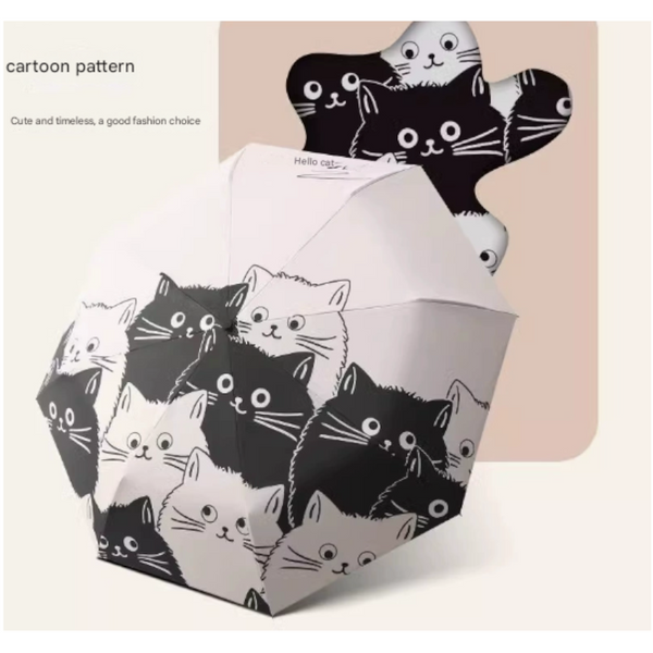 Black And White Cats Cute Cartoon Umbrella Sun/Rain Umbrellas