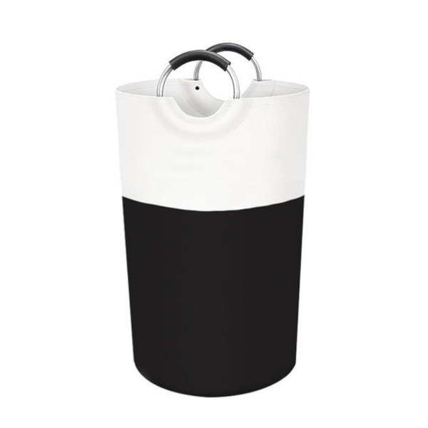 Black And White Large 90L Freestanding Laundry Hamper Collapsible Clothes Basket With Aluminum Soft Grip Handles Laundry Baskets & Hampers