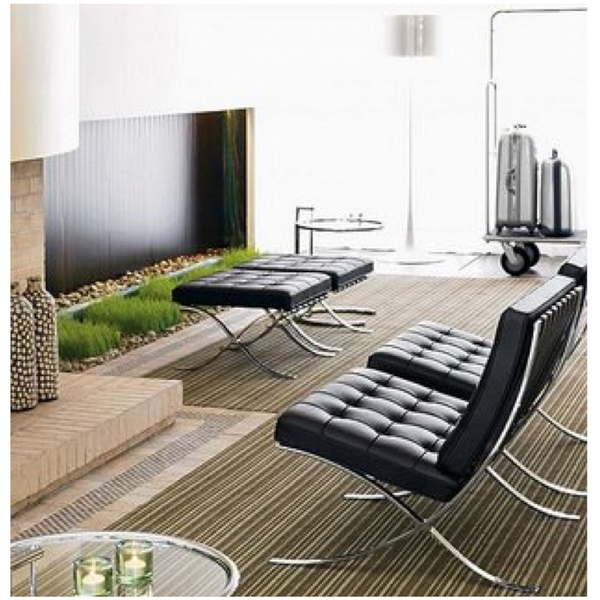 Black Bonded Leather Barcelona Chair Solid Stainless Steel Frame Armchair Sofas Armchairs & Couches