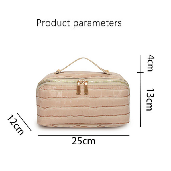 Black Chic Croc Embossed Travel Makeup Case Large Capacity Cosmetic Organizer Bag Makeup Bags & Cases