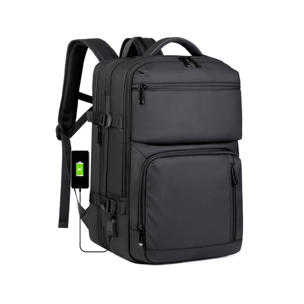 Black Expandable Business Travel Backpack With Usb Charging Port Water Resistant Laptop Bag For Commuting & Carry On Laptop Cases & Bags
