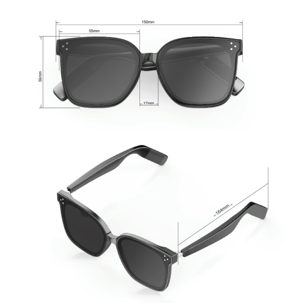 Black Fashion Bluetooth Music Uv Protection Eyewear With Speakers Sunglasses