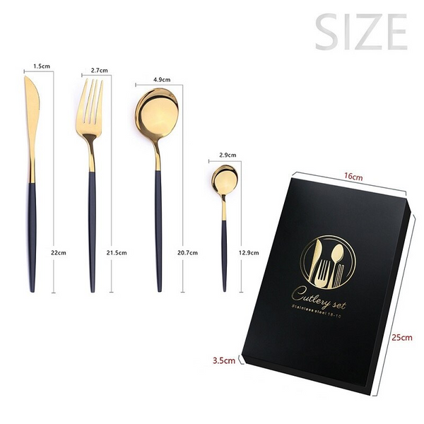 Black Gold Tableware Stainless Steel Cutlery Set Fork Teaspoon Knife Spoon Cutlery Sets