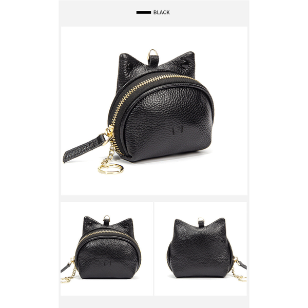 Black Leather Frog Design Coin Purse Cute Cartoon Mini Wallet Pouch For Keys & Coins With Keyring Wallets