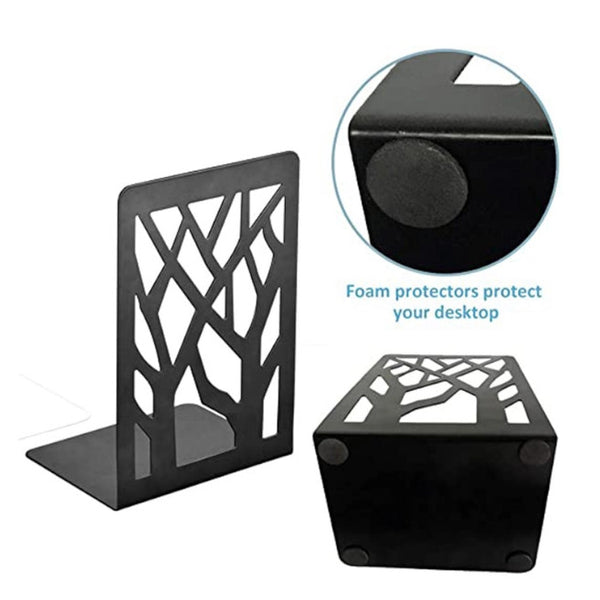 Black Metal Non Slip Bookend Bracket Heavy End Office Stopper Desk Organizer Holder Accessories Bookends