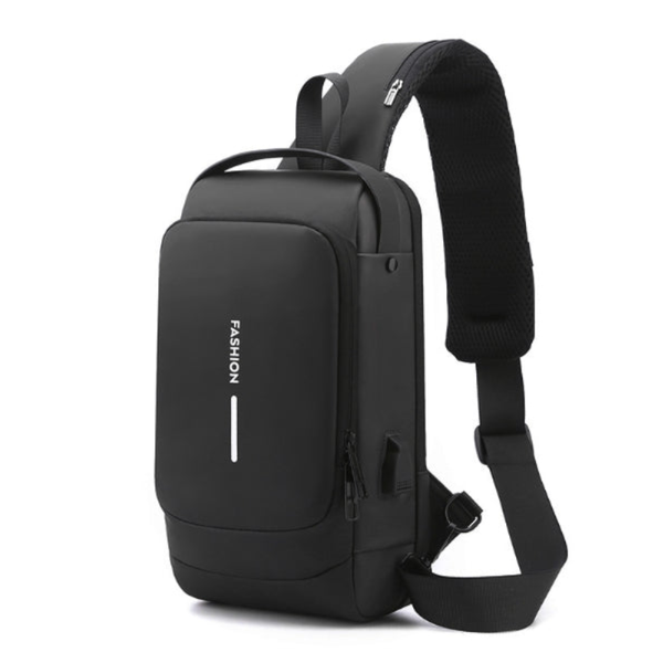 Black Modern Anti Theft Sling Bag For Men Crossbody Backpack With Usb Port & Combination Lock Bags