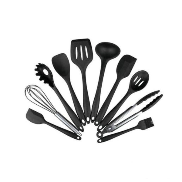10Pcs Black Silicone Kitchen Utensils Set Bakeware Accessories Cooking Utensils