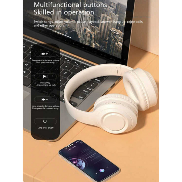 Black Wireless Headphones With 16H Playtime Sd Card & Aux Support Earbuds