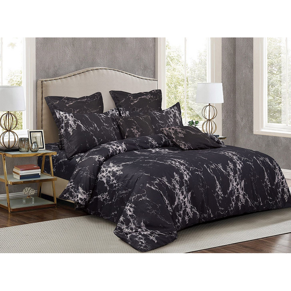 Fabric Fantastic Black Marble Duvet Quilt Cover Set Quilt Covers