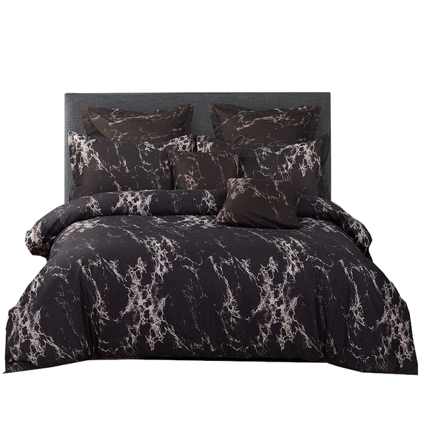 Fabric Fantastic Black Marble Duvet Quilt Cover Set Quilt Covers