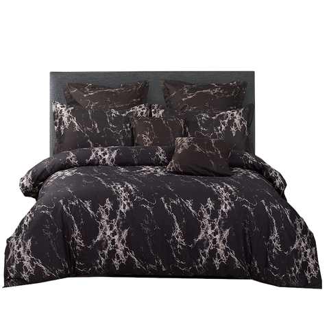 Fabric Fantastic Black Marble Duvet Quilt Cover Set Quilt Covers