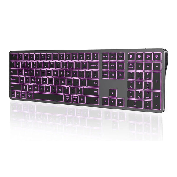 Bluetooth Keyboard Black Full Size Rechargeable Backlight Gaming Number Keys Keyboards & Keypads