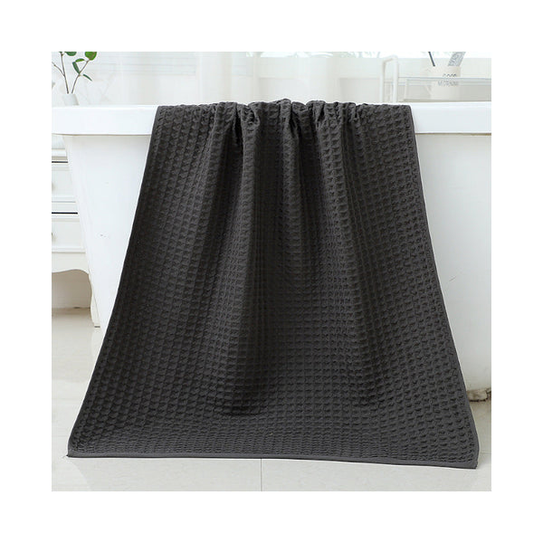 Black Luxury Cotton Waffle Bath Towel, Soft, Quick Drying, Water Absorbent, Unisex, For Home Use Towels & Washcloths
