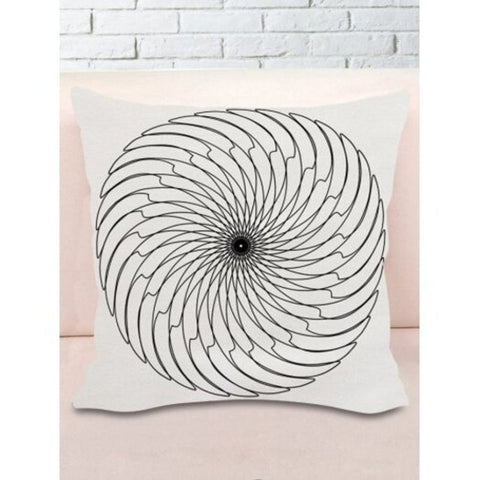 Blade Round Print Decorative Pillowcase Black White W18 Inch L18