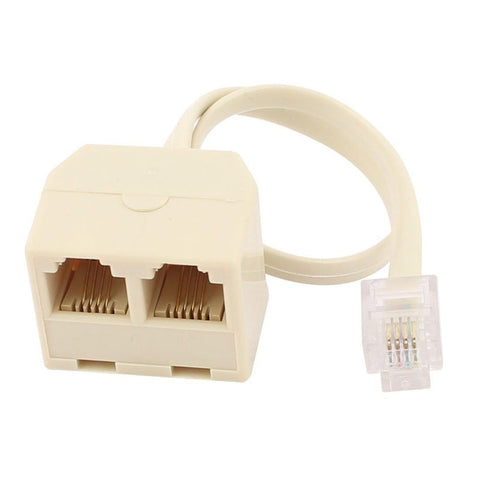 Rj11 6P4c Male To Female Jack 2 Way Outlet Telephone Line Splitter Adapter