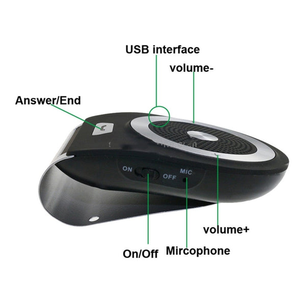 Bls Pro6 Sun Visor Clip Wireless Bluetooth V4.1 Handsfree Car Kit Speakerphone