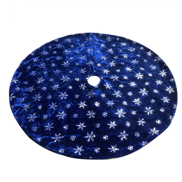 Blue Christmas Plush Tree Skirt With Silver Sequin Snowflake Xmas Decorations Seasonal Decorations