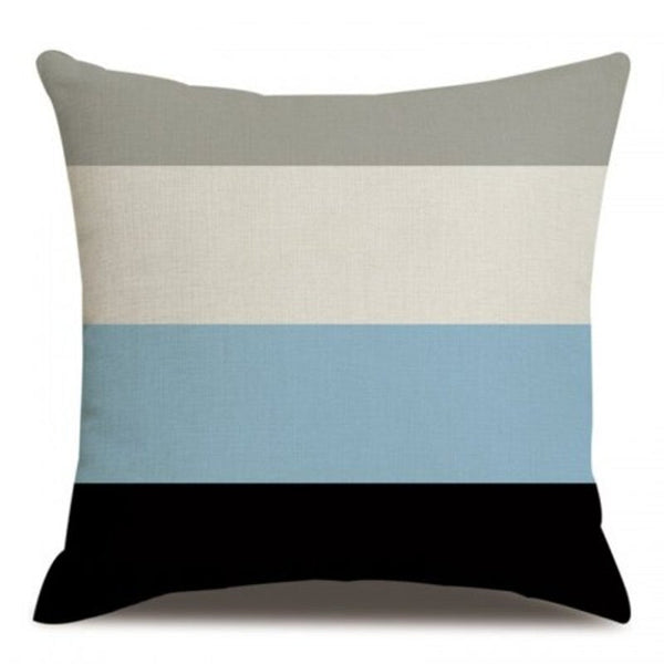 Blue Geometric Linen Pillowcase Cushion Cover 45 X 45Cm Multi H