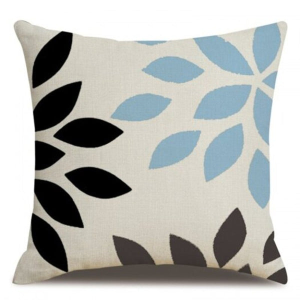 Blue Geometric Linen Pillowcase Cushion Cover 45 X 45Cm Multi H
