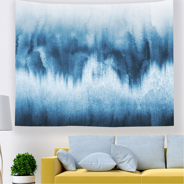 Blue Ink Pattern On Wall Tapestry Wgt 211264 Small Tapestries