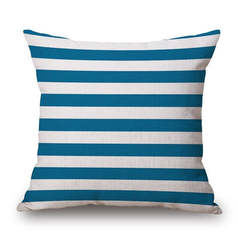 Blue White Stripes On Cotton Linen Pillow Cover Cushions & Decorative Pillows