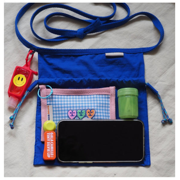 Blue 2Pcs Cute Lightweight Drawstring Crossbody Phone Bag Simple Mini Shoulder Pouch (21X22cm) Other Mobile Accessories