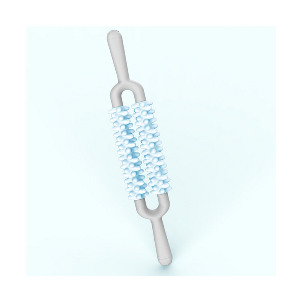 Blue And Grey Dual Row Spiky Muscle Roller Stick Deep Tissue Massager For Back Leg Recovery Massagers