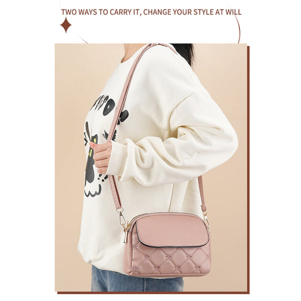 Blue Chic Quilted Crossbody Bag Multi Compartment Pu Leather Shoulder Purse Women's Bags & Handbags