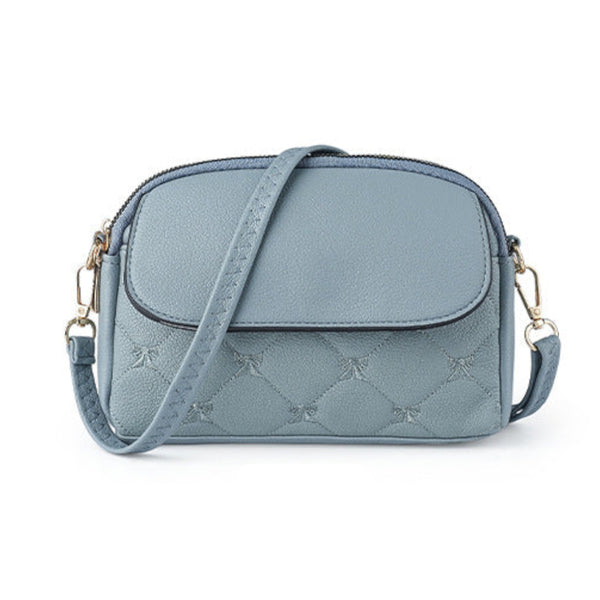Blue Chic Quilted Crossbody Bag Multi Compartment Pu Leather Shoulder Purse Women's Bags & Handbags