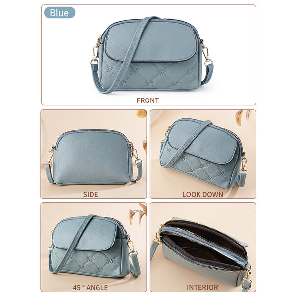Blue Chic Quilted Crossbody Bag Multi Compartment Pu Leather Shoulder Purse Women's Bags & Handbags