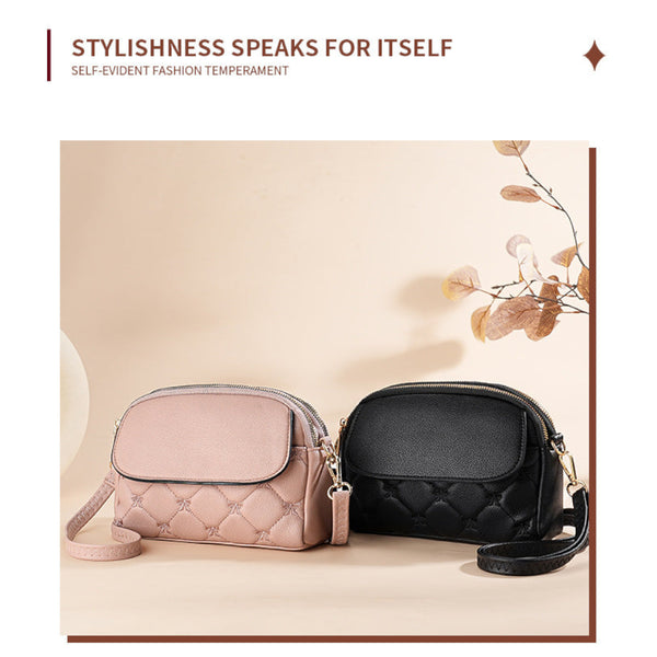 Blue Chic Quilted Crossbody Bag Multi Compartment Pu Leather Shoulder Purse Women's Bags & Handbags
