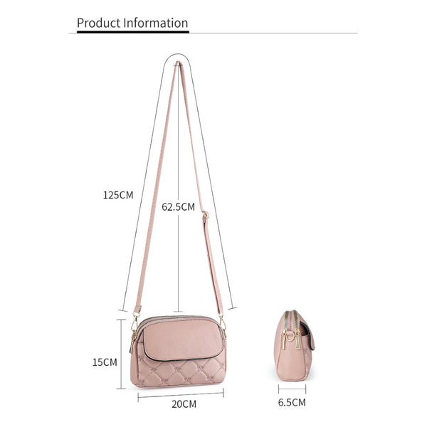 Blue Chic Quilted Crossbody Bag Multi Compartment Pu Leather Shoulder Purse Women's Bags & Handbags