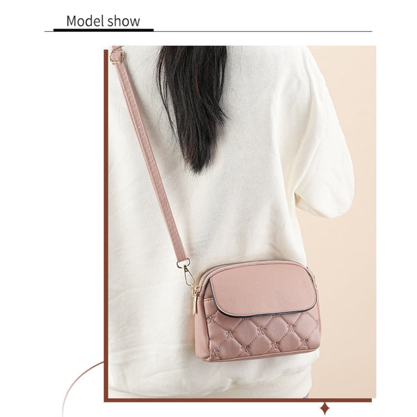 Blue Chic Quilted Crossbody Bag Multi Compartment Pu Leather Shoulder Purse Women's Bags & Handbags
