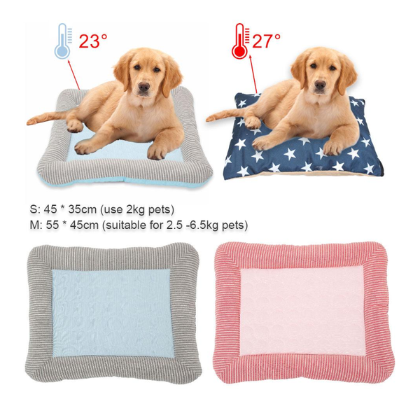 Blue Cooling Summer Pad Mat For Dogs Cat Soft Pet Bed