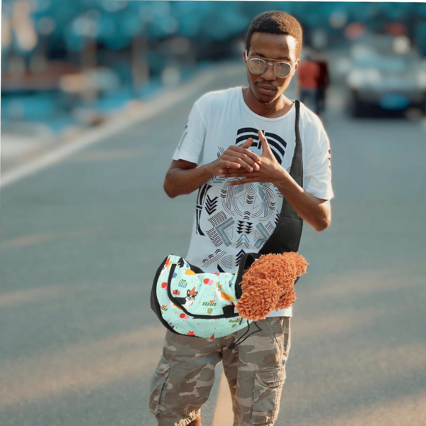 Elosung Blue Dog Pattern Lightweight Single Shoulder Pet Sling Bag Stylish Durable Oxford Fabric Carrier Pet Transport