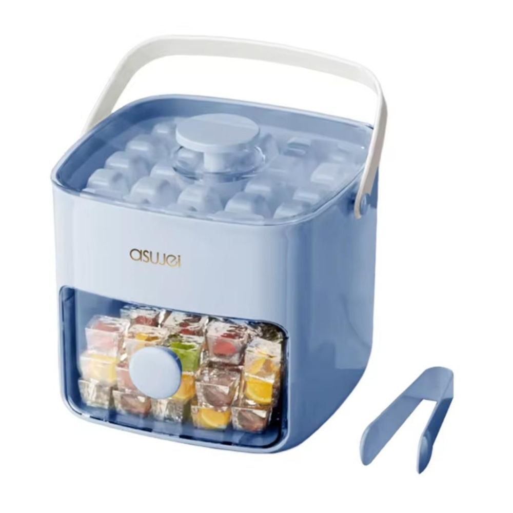 Blue Innovative Press Release Ice Cube Maker Dual Layer Trays & Storage Bin 48 Cubes Ice Cubes Trays & Moulds