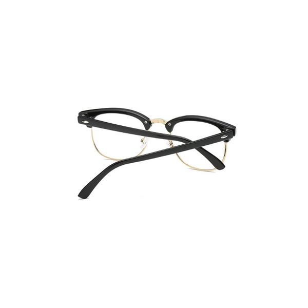 Blue Light Blocking Myopia Glasses Semi Rimless Lens Eyewear Bright Black Gold