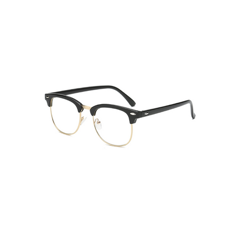 Blue Light Blocking Myopia Glasses Semi Rimless Lens Eyewear Bright Black Gold
