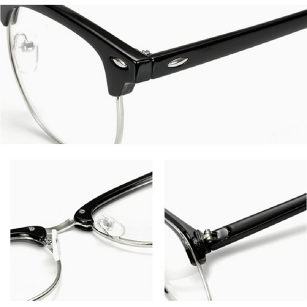 Blue Light Blocking Myopia Glasses Semi Rimless Lens Eyewear Bright Tea Gold Eyeglass Frames