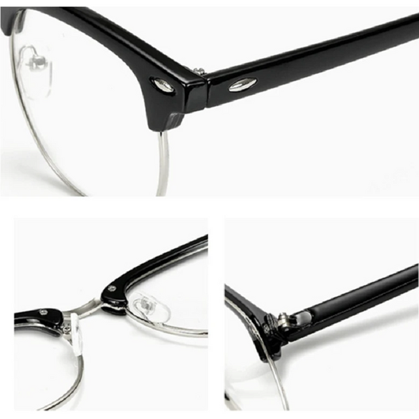 Blue Light Blocking Myopia Glasses Semi Rimless Lens Eyewear Leopard Print Gold
