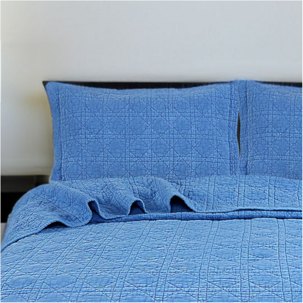 Blue Perennial 100% Cotton Quilted 3 Pcs Bedspread Coverlet Set Queen Queen Doonas